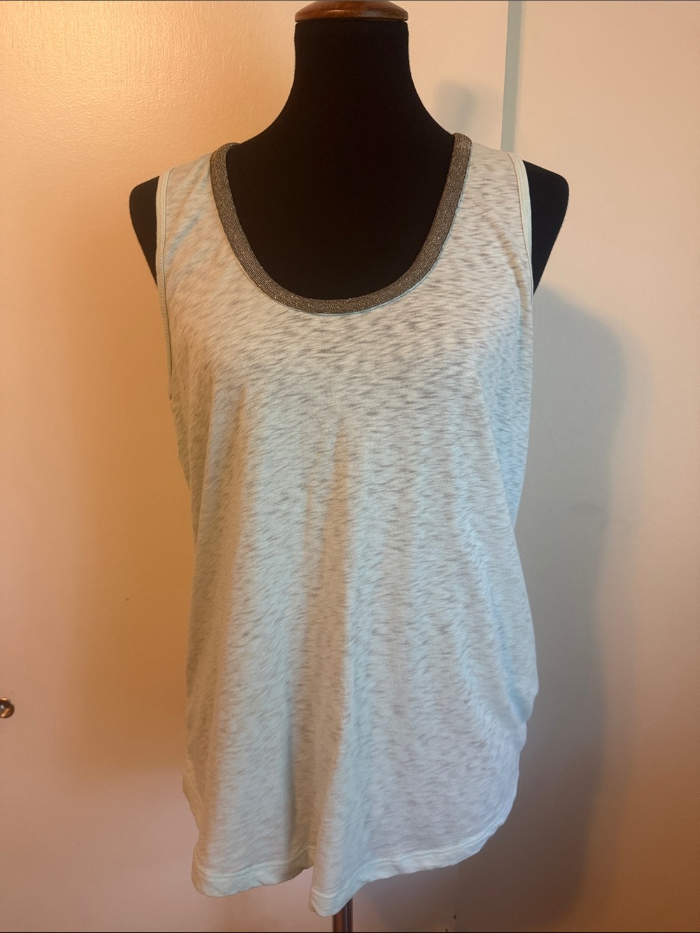 J. Crew Factory light blue slub knit with metallic trim
